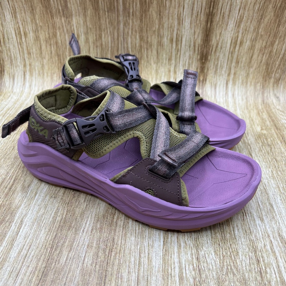 Hoka One One Infini Hike TC Sandals Women's 11 Purple Green Brown 1162590-WMLL